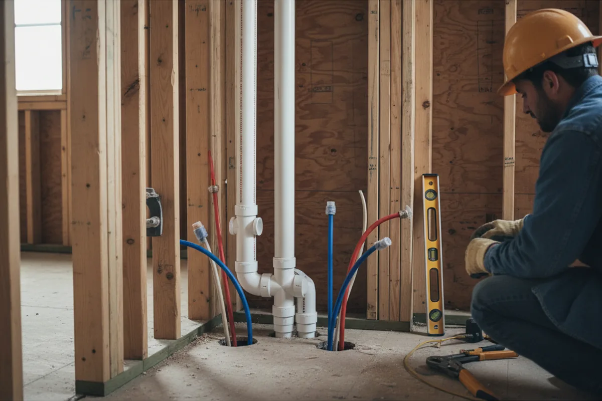 Drain and supply rough-in during Leak Detection in Hazel Green